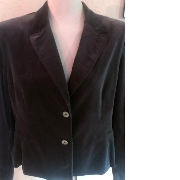 AK Anne Klein Gray Stretch Velvet Blazer Size 16 - Picture 2 of 7